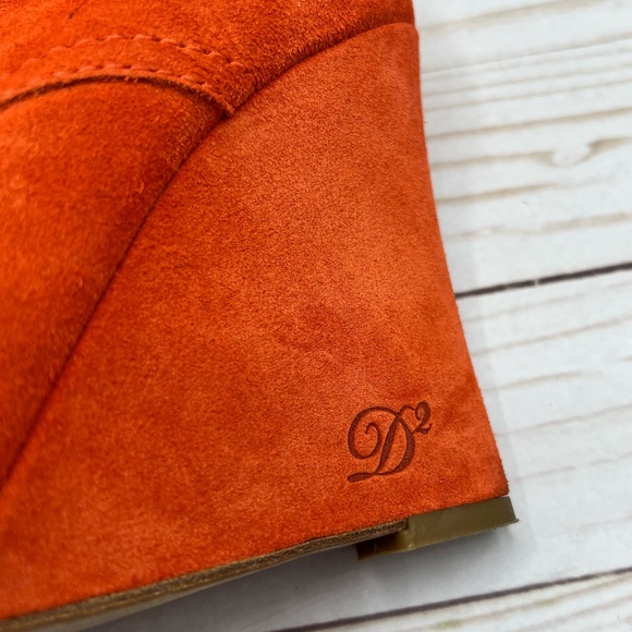 DSquared2 Orange Suede Peep Toe Wedge Booties - Picture 5 of 11